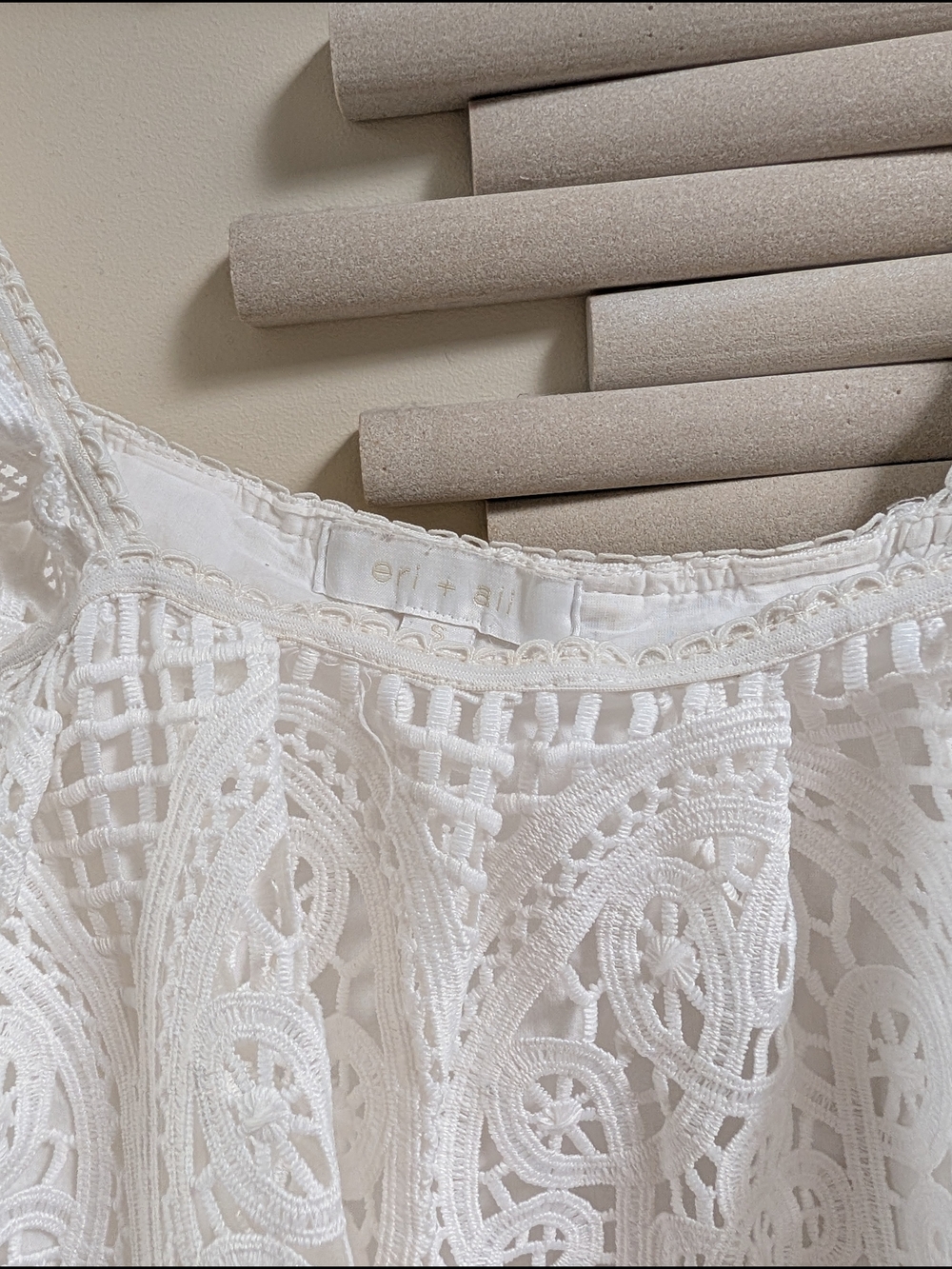 Anthro White Crochet Ruffle Strap Tank Top - Picture 13 of 15